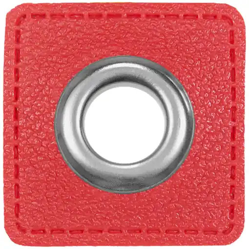 Neu Im Sortiment Ösen auf Kunstleder zum Aufnähen – Ösen Patches Ø 11mm in rot