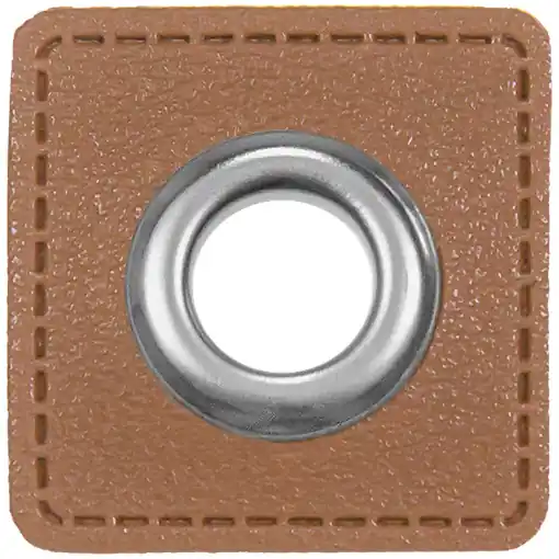 Kostenloser Versand Ösen auf Kunstleder zum Aufnähen – Ösen Patches Ø 11mm in helles braun