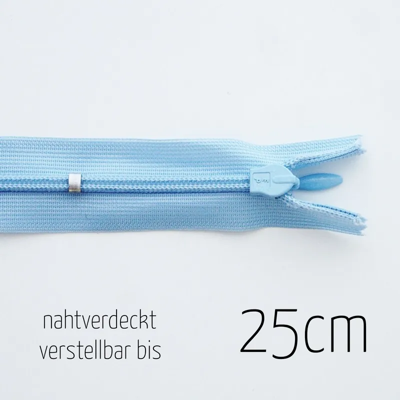 Meistverkauft Reißverschluss nahtverdeckt hellblau bis 25cm lang – individuell verstellbar nahtfein für Röcke und