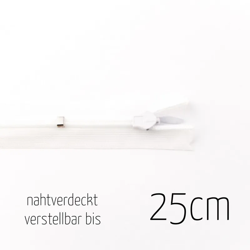 Reißverschluss nahtverdeckt weiß bis 25cm lang – individuell verstellbar nahtfein für Röcke und Klei Bestpreis