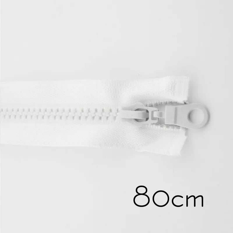 Reißverschluss Profil 5mm weiß teilbar 80cm lang für Jacken und Westen O Zipper Ausverkauf