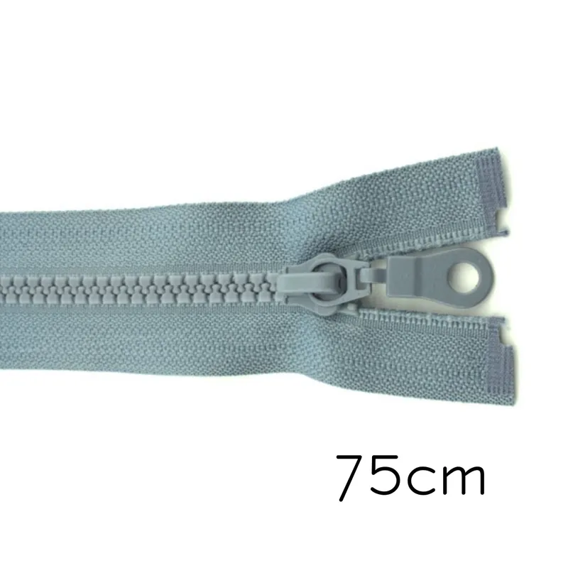 Highlight Reißverschluss Profil 5mm grau teilbar 75cm lang für Jacken und Westen O Zipper