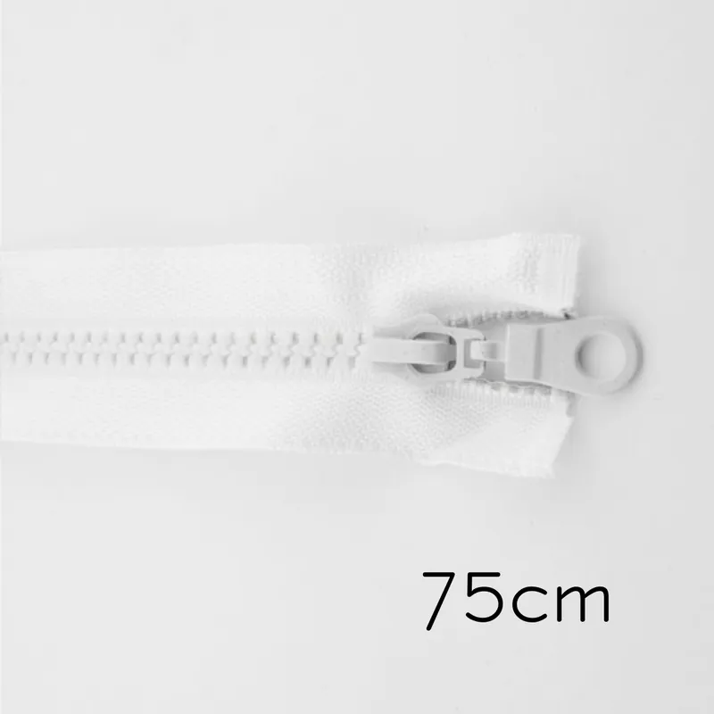 Garantierte Lieferung Reißverschluss Profil 5mm weiß teilbar 75cm lang für Jacken und Westen O Zipper