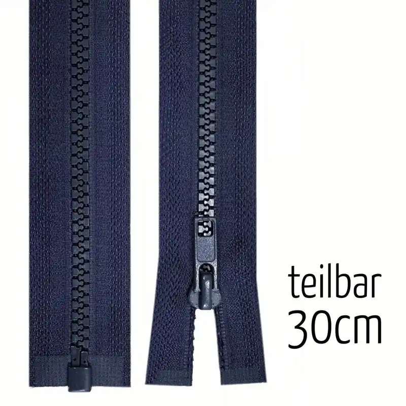 Neue Kollektion Reißverschluss Profil 5mm navy dunkelblau teilbar 30cm lang für Jacken und Westen