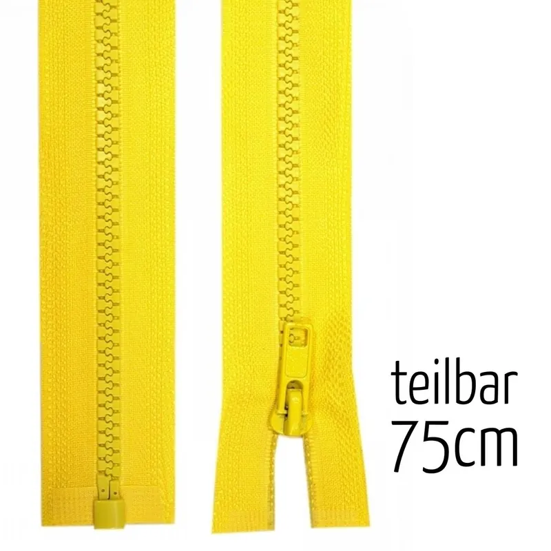 Reißverschluss Profil 5mm gelb teilbar 75cm lang für Jacken und Westen Original