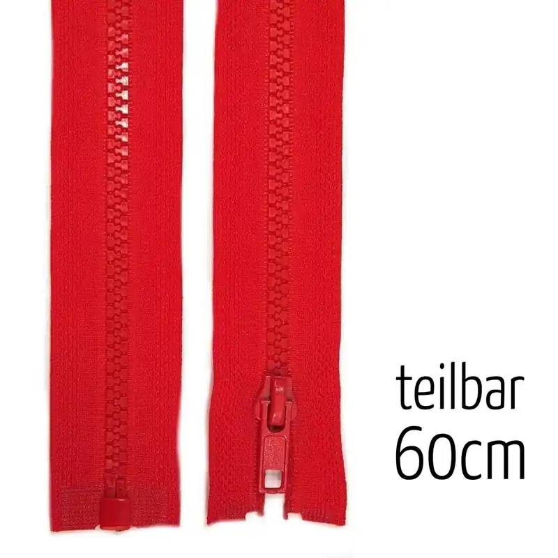 Sonderangebot Reißverschluss Profil 5mm tomaten rot teilbar 60cm lang für Jacken und Westen