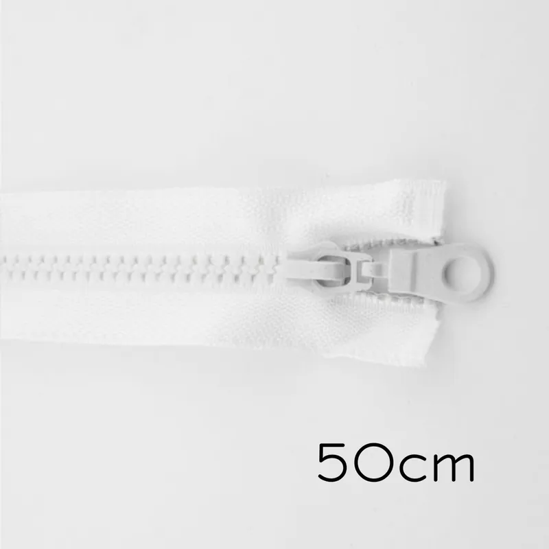Reißverschluss Profil 5mm weiß teilbar 50cm lang für Jacken und Westen O Zipper Kostenfreie Lieferung