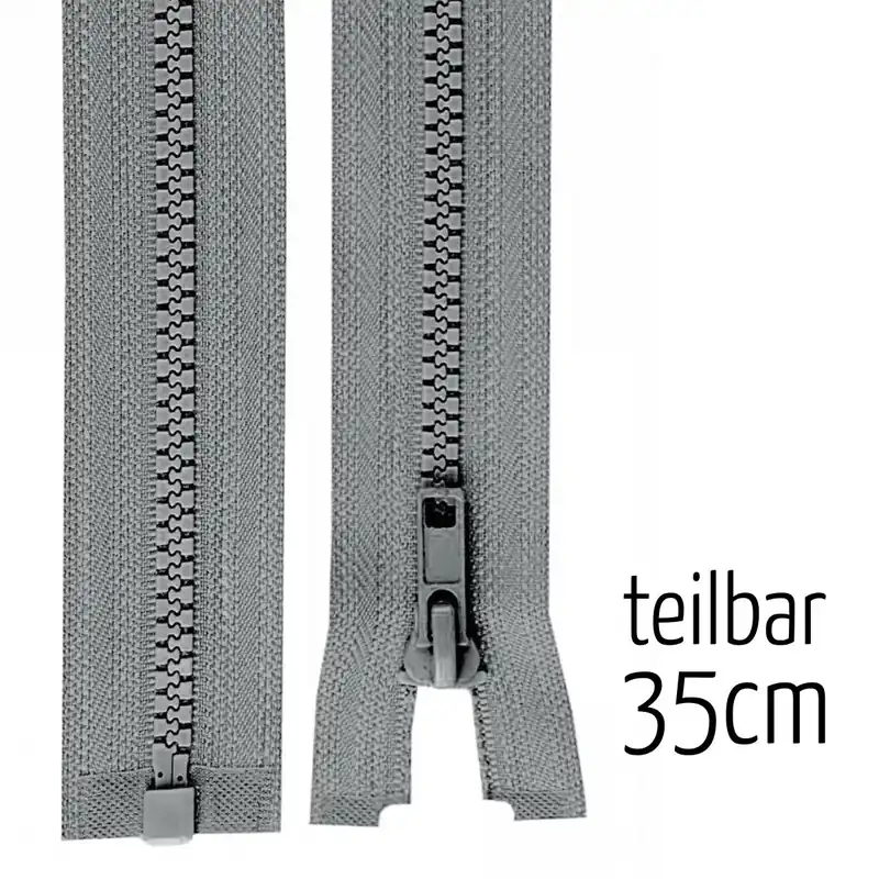 Direkt Vom Hersteller Reißverschluss Profil 5mm grau teilbar 35cm lang für Jacken und Westen