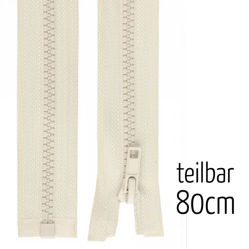Reißverschluss Profil 5mm mandel creme teilbar 80cm lang für Jacken und Westen Schnäppchen