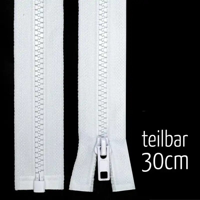 Reißverschluss Profil 5mm weiß teilbar 30cm lang für Jacken und Westen Zertifiziert