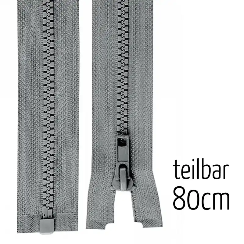 Reißverschluss Profil 5mm grau teilbar 80cm lang für Jacken und Westen Direkt Vom Hersteller