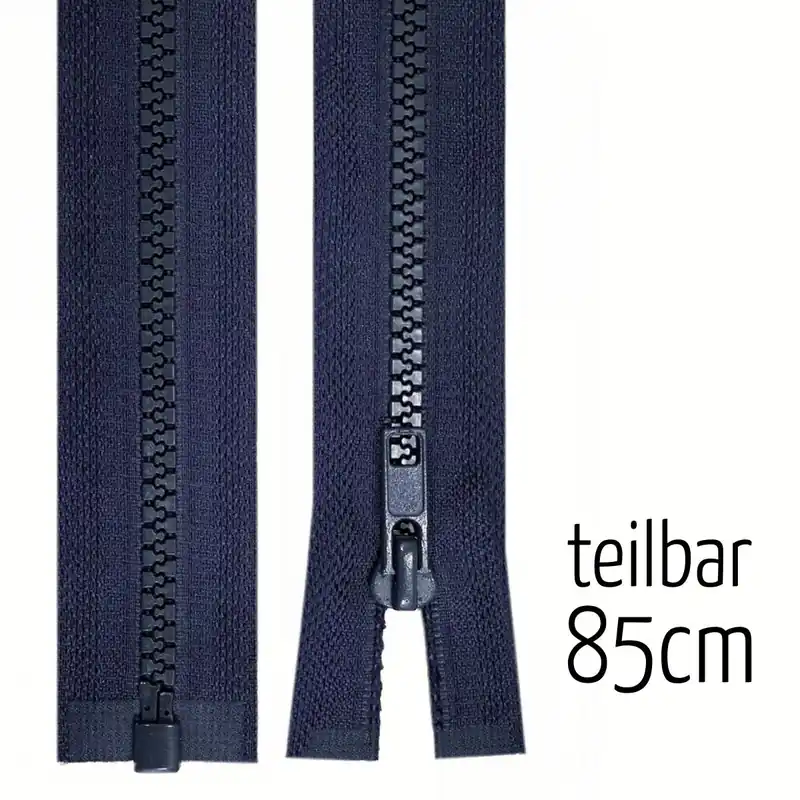 Reißverschluss Profil 5mm navy dunkelblau teilbar 85cm lang für Jacken und Westen Top-Qualität