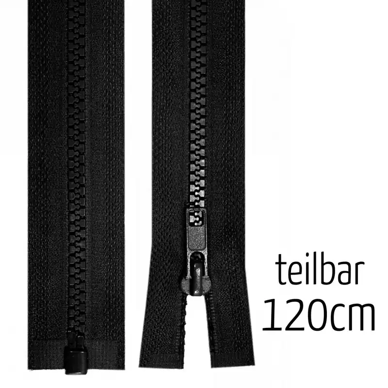 Reißverschluss Profil 5mm schwarz teilbar 120cm lang für Jacken und Westen Top-Preis