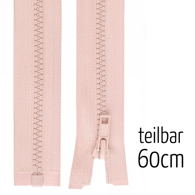 Jetzt Zugreifen Reißverschluss Profil 5mm hellrosa teilbar 60cm lang für Jacken und Westen
