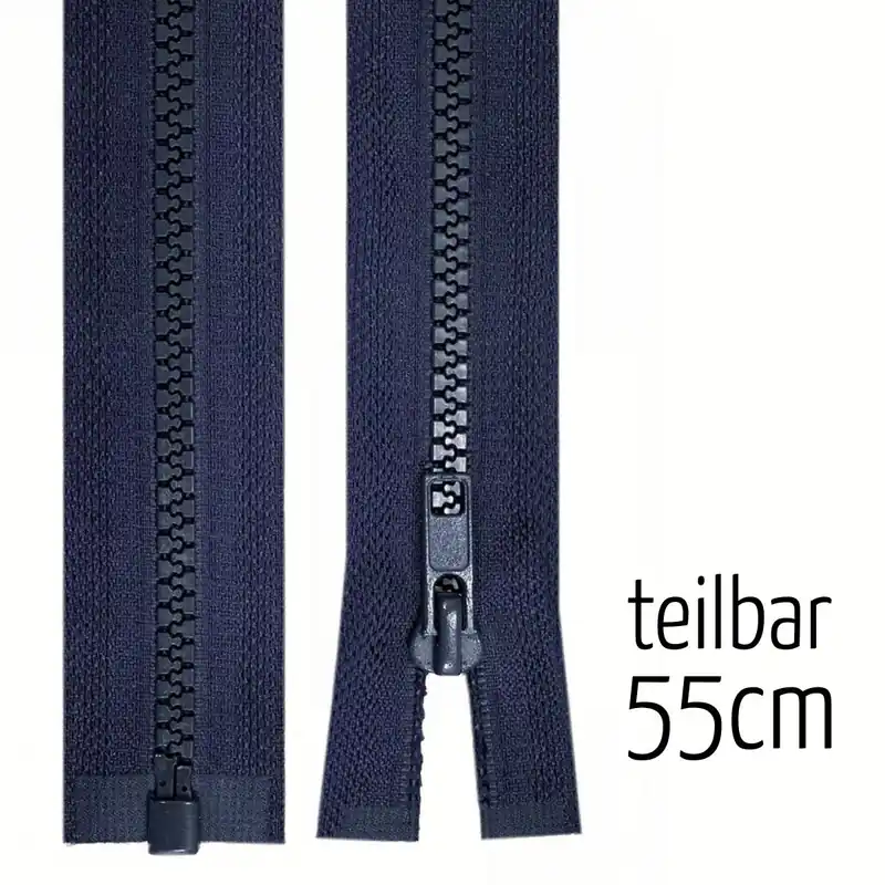 Reißverschluss Profil 5mm navy dunkelblau teilbar 55cm lang für Jacken und Westen Billig