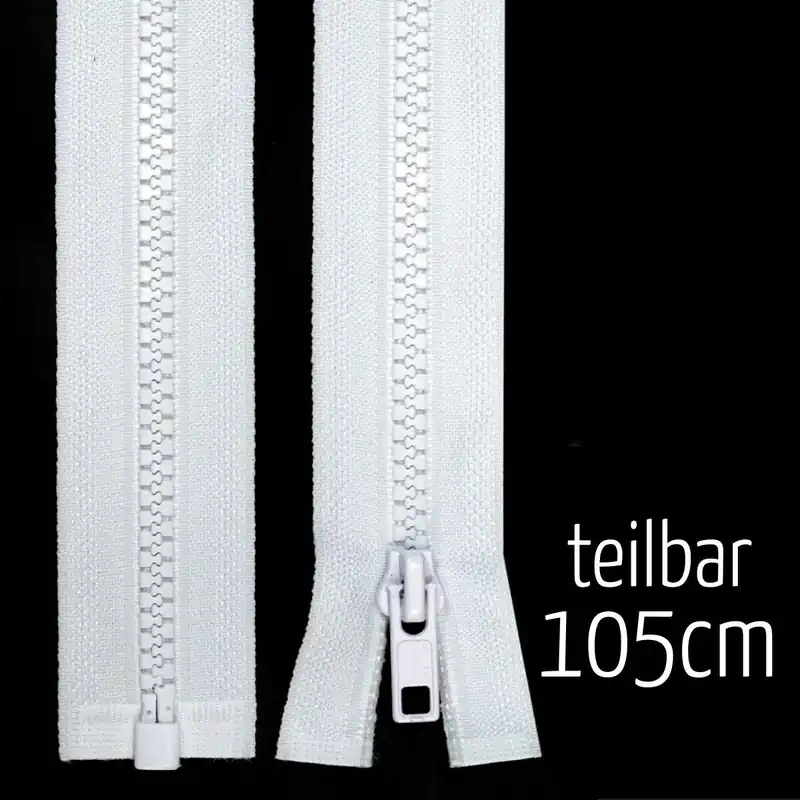 Must-Have Reißverschluss Profil 5mm weiß teilbar 105cm lang für Jacken und Westen