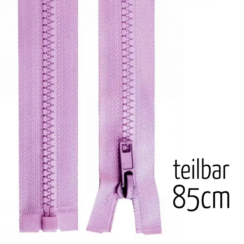 Reißverschluss Profil 5mm flieder teilbar 85cm lang für Jacken und Westen Ab Werk