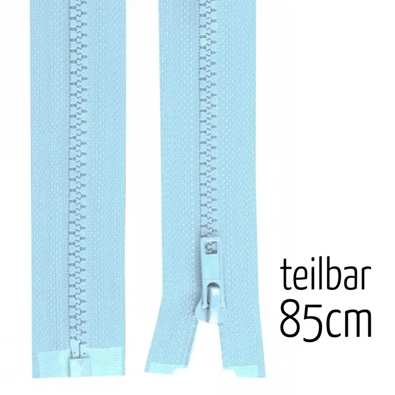 Neuheit Reißverschluss Profil 5mm eisblau teilbar 85cm lang für Jacken und Westen