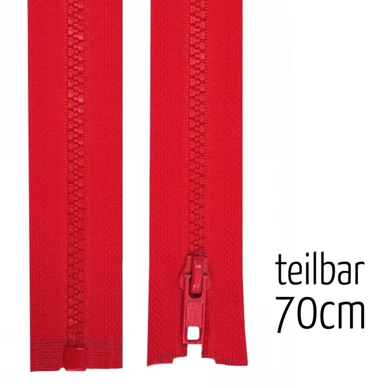 Reißverschluss Profil 5mm kirsch rot teilbar 70cm lang für Jacken und Westen Zertifiziert