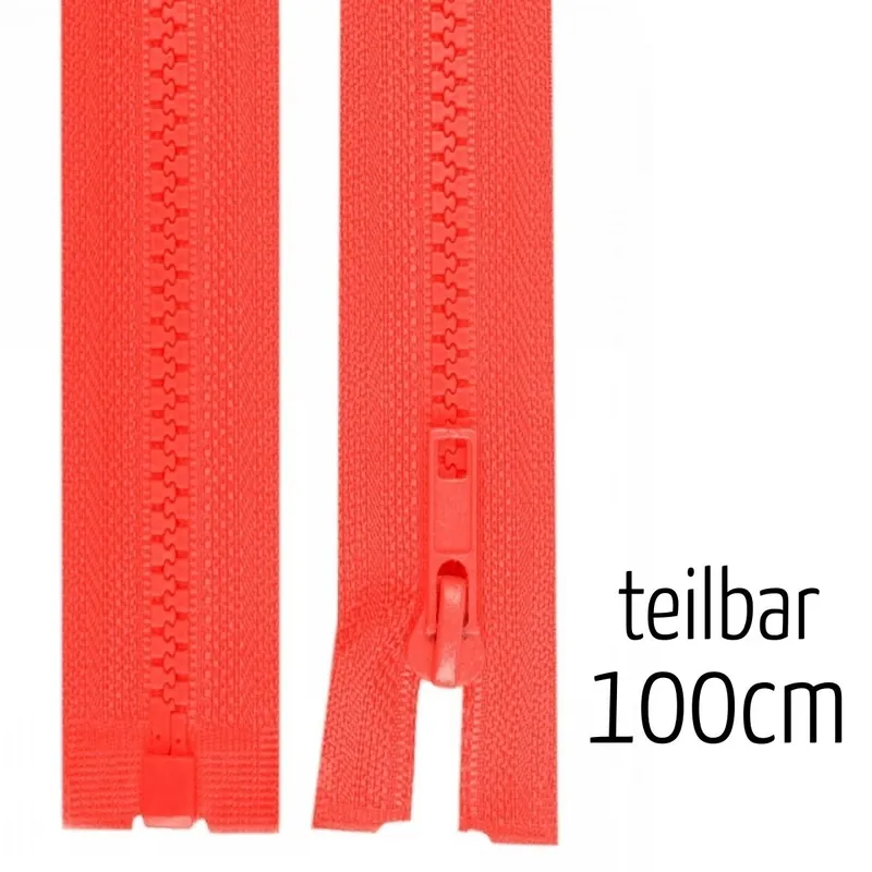Reißverschluss Profil 5mm neon orange lachs teilbar 100cm lang für Jacken und Westen Nur Heute
