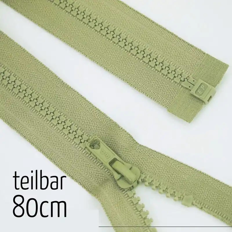 Reißverschluss Profil 5mm khaki teilbar 80cm lang für Jacken und Westen Großhandel
