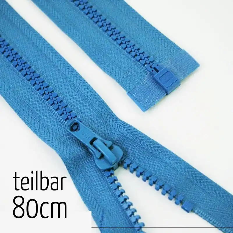 Reißverschluss Profil 5mm blau teilbar 80cm lang für Jacken und Westen Markenprodukt