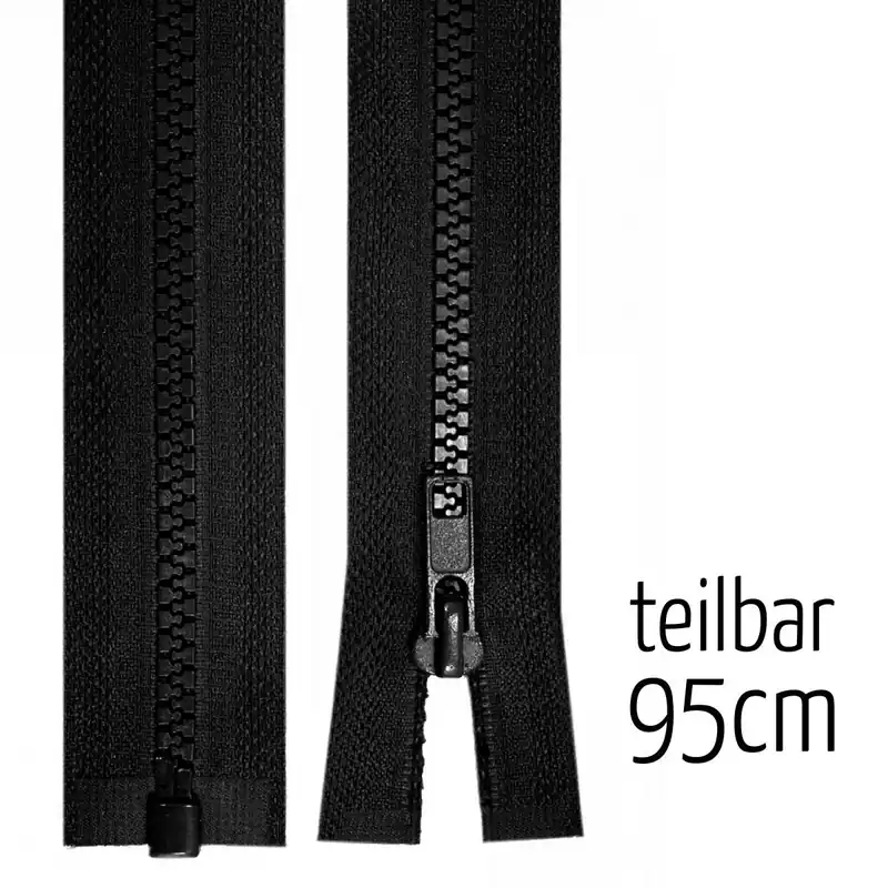 Weltweiter Versand Reißverschluss Profil 5mm schwarz teilbar 95cm lang für Jacken und Westen
