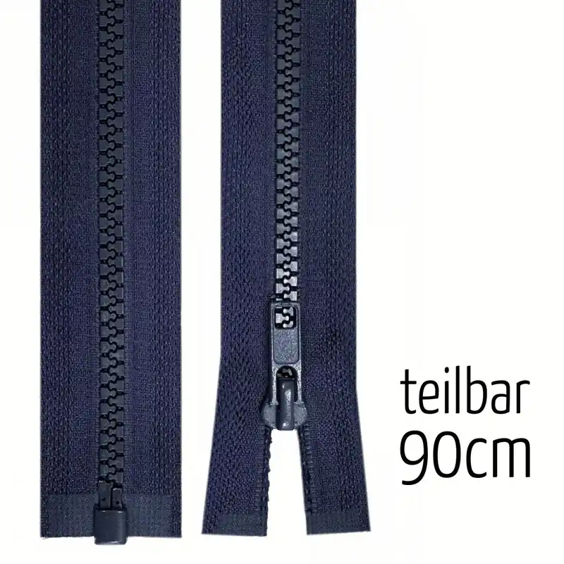 Zertifiziert Reißverschluss Profil 5mm navy dunkelblau teilbar 90cm lang für Jacken und Westen
