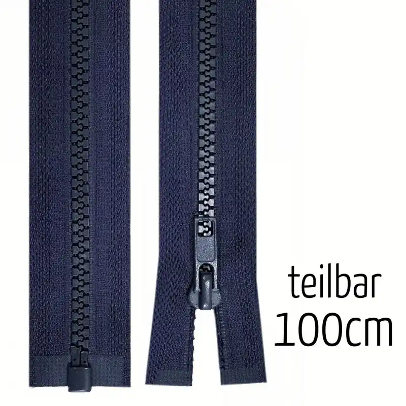 Kracherpreis Reißverschluss Profil 5mm navy dunkelblau teilbar 100cm lang für Jacken und Westen