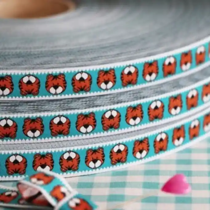 Webband TIGER KARL blau orange – 1,2cm breit von Cherry Picking / Farbenmix Angebot