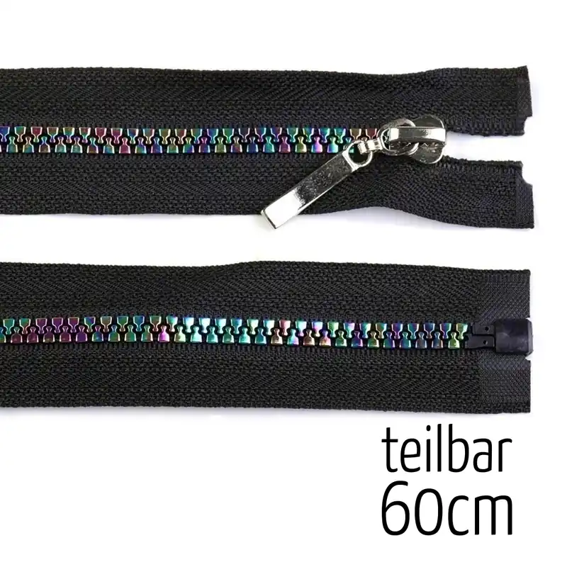 Reißverschluss Profil 5mm Regenbogen schwarz teilbar ab 60cm lang für Jacken Jetzt Bestellen