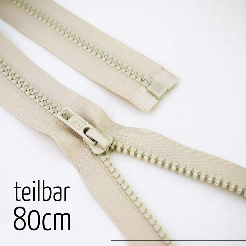 Reißverschluss Profil 5mm sand creme teilbar 80cm lang für Jacken und Westen Finale Aktion