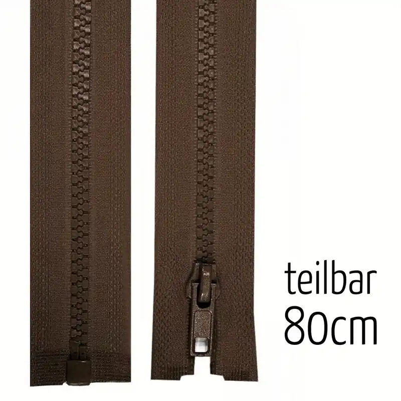 Reißverschluss Profil 5mm braun teilbar 80cm lang für Jacken und Westen Schnäppchen