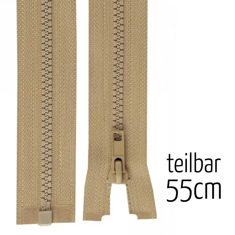 Reißverschluss Profil 5mm beige teilbar 55cm lang für Jacken und Westen Schneller Versand