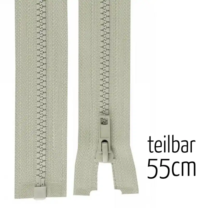 Reißverschluss Profil 5mm hellgrau kiesel teilbar 55cm lang für Jacken und Westen Top-Preis