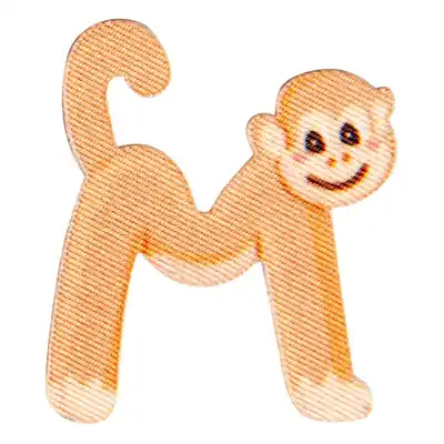 Bunter Buchstabe M zum Aufbügeln Affe – ABC Applikation Tiere Bügelbuchstaben Kracherpreis