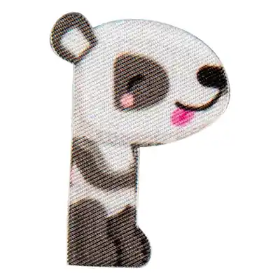 Bunter Buchstabe P zum Aufbügeln Panda – ABC Applikation Tiere Bügelbuchstaben Neue Ware