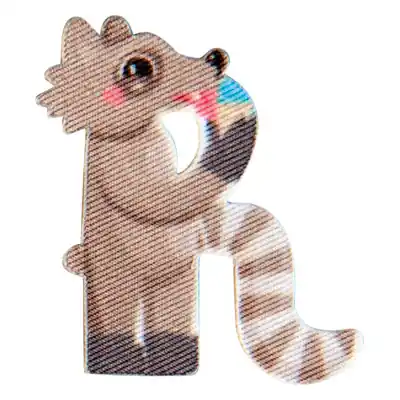 Heute Kaufen Bunter Buchstabe R zum Aufbügeln Waschbär – ABC Applikation Tiere Bügelbuchstaben