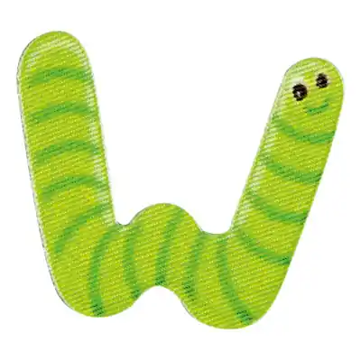 Jetzt Zugreifen Bunter Buchstabe W zum Aufbügeln Wurm – ABC Applikation Tiere Bügelbuchstaben