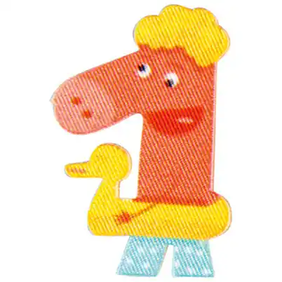 Rabatt Bunte Zahl 1 zum Aufbügeln – ABC Applikation Tiere Bügelbuchstaben Schweinchen