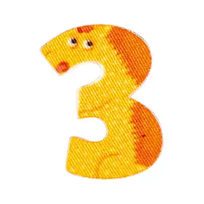 Bunte Zahl 3 zum Aufbügeln Kamel – ABC Applikation Tiere Bügelbuchstaben Premium