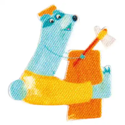 Bunte Zahl 4 zum Aufbügeln Biber – ABC Applikation Tiere Bügelbuchstaben Großhandel