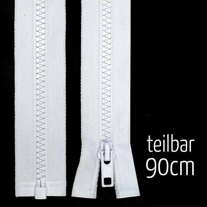 Original Reißverschluss Profil 5mm weiß teilbar 90cm lang für Jacken und Westen