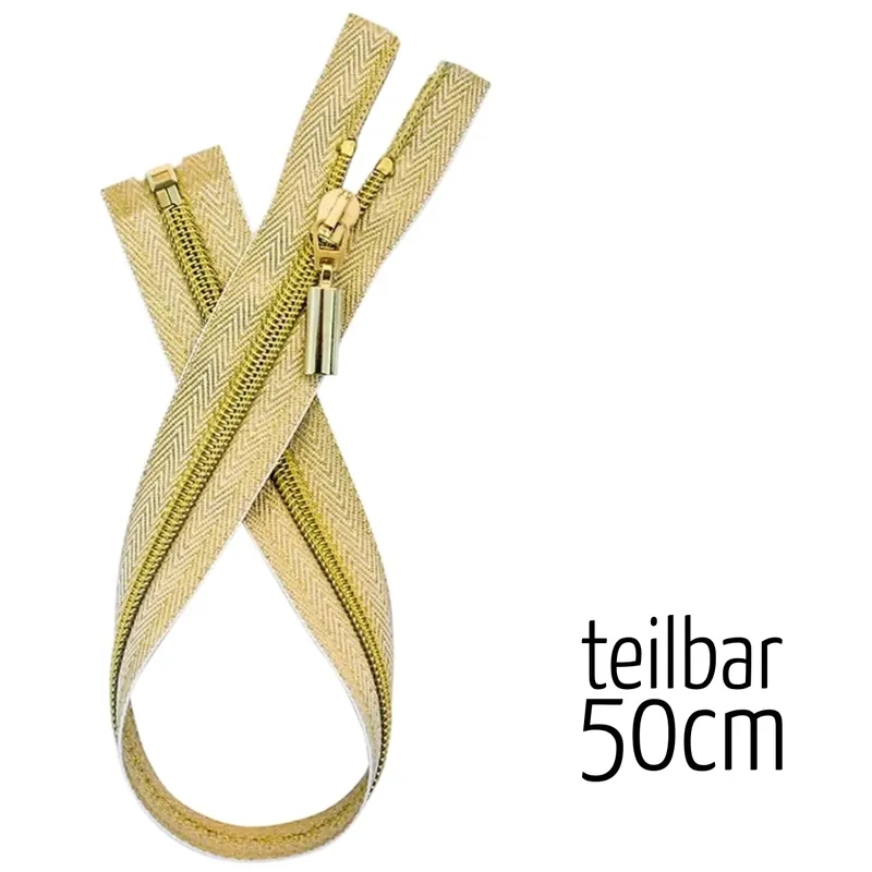 Reißverschluss gold metallic teilbar 50cm lang für Jacken Direkt Vom Hersteller
