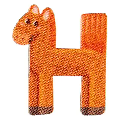 Mengenrabatt Bunter Buchstabe H zum Aufbügeln Pferd – ABC Applikation Tiere Bügelbuchstaben