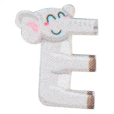 Weltweiter Versand Bunter Buchstabe E zum Aufbügeln Elefant – ABC Applikation Tiere Bügelbuchstaben