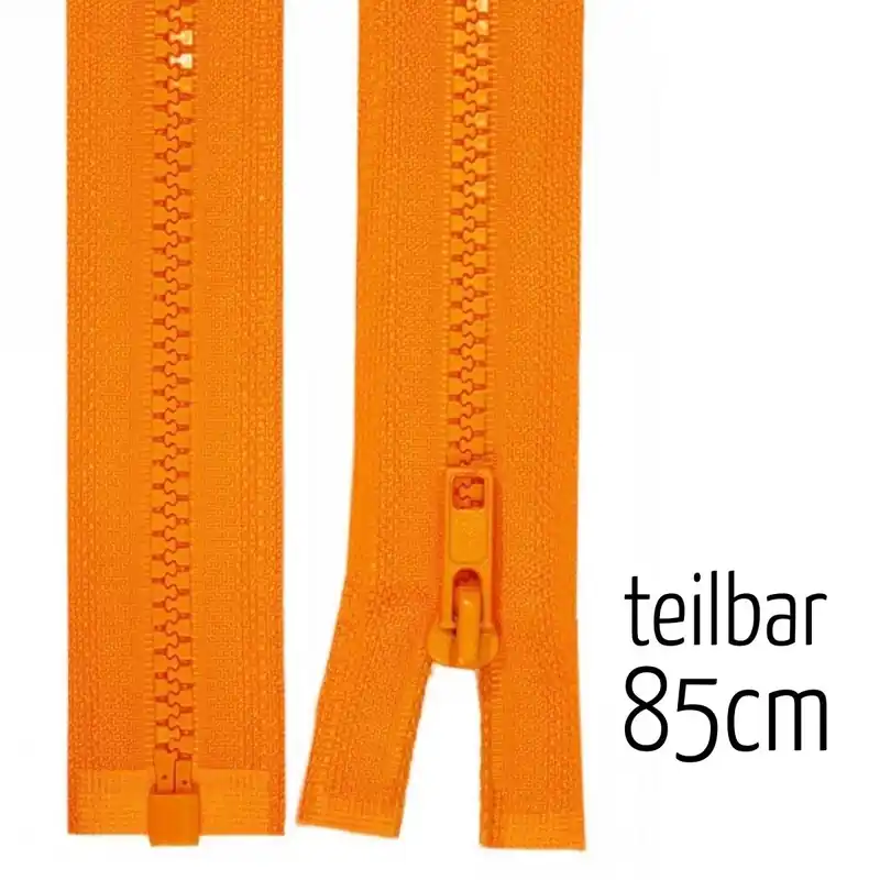 Reißverschluss Profil 5mm orange teilbar 85cm lang für Jacken und Westen Wochenendangebot