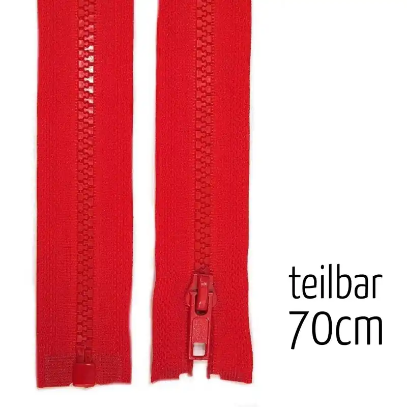 Heute Kaufen Reißverschluss Profil 5mm tomaten rot teilbar 70cm lang für Jacken und Westen