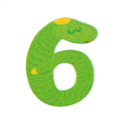 Bunte Zahl 6 zum Aufbügeln Schlange – ABC Applikation Tiere Bügelbuchstaben Original