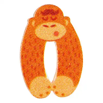 Bunte Zahl 0 zum Aufbügeln Gorilla – ABC Applikation Tiere Bügelbuchstaben Gratis Versand